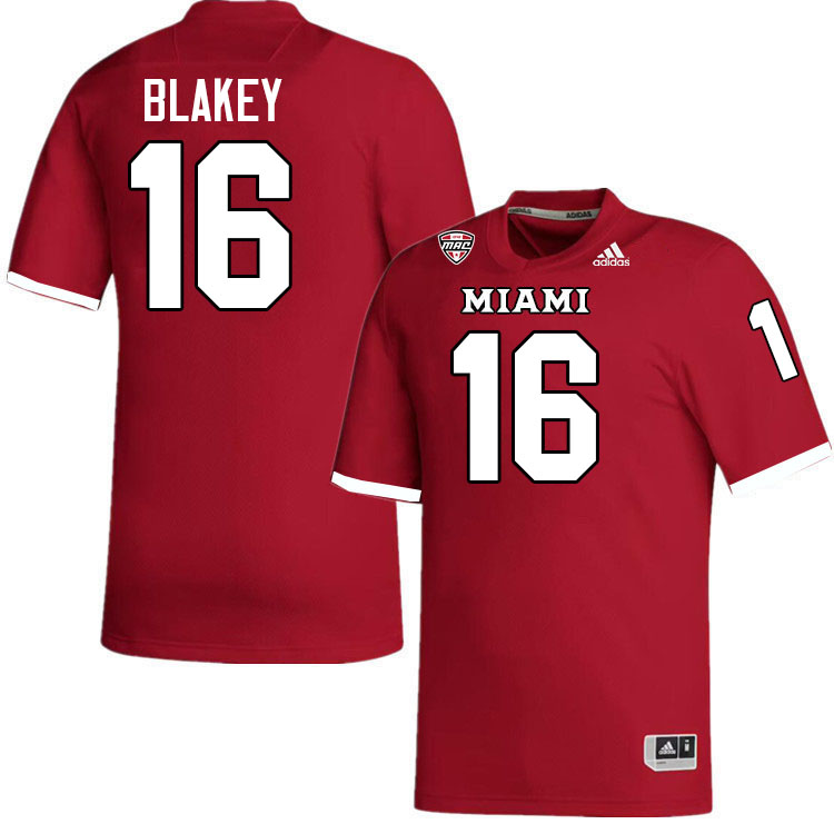 Miami University Redhawks #16 Eli Blakey College Football Jerseys Stitched-Red